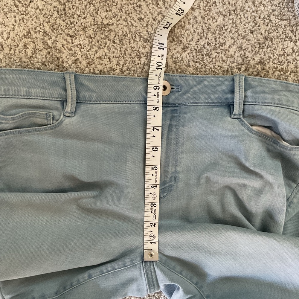 J JILL Authentic Fit Cropped Jeans Oxford Wash Blue Fringe Hem Stretch Denim 10 - Picture 7 of 11